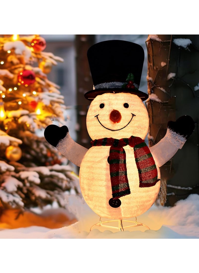 Lighted Snowman Outdoor Christmas Decorations - 28 inch light up Snowman with LED Lights, Pre-lit Snowman with Top Hat Holiday Ornaments Yard Decor for Home, Lawn and Front Yard