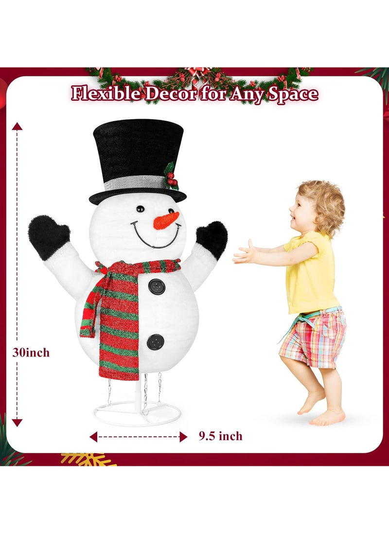 Lighted Snowman Outdoor Christmas Decorations - 28 inch light up Snowman with LED Lights, Pre-lit Snowman with Top Hat Holiday Ornaments Yard Decor for Home, Lawn and Front Yard