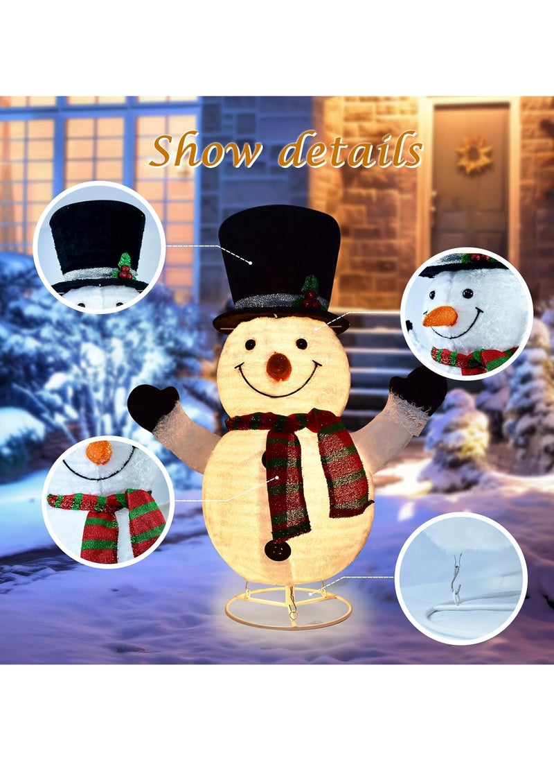 Lighted Snowman Outdoor Christmas Decorations - 28 inch light up Snowman with LED Lights, Pre-lit Snowman with Top Hat Holiday Ornaments Yard Decor for Home, Lawn and Front Yard