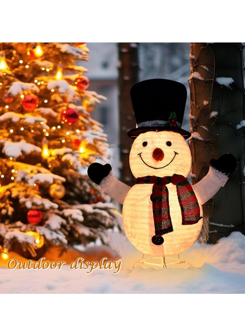 Lighted Snowman Outdoor Christmas Decorations - 28 inch light up Snowman with LED Lights, Pre-lit Snowman with Top Hat Holiday Ornaments Yard Decor for Home, Lawn and Front Yard