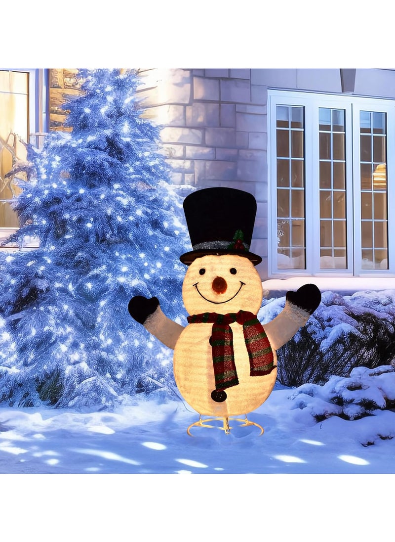 Lighted Snowman Outdoor Christmas Decorations - 28 inch light up Snowman with LED Lights, Pre-lit Snowman with Top Hat Holiday Ornaments Yard Decor for Home, Lawn and Front Yard