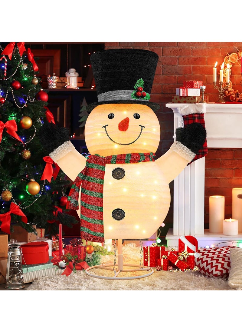 Lighted Snowman Outdoor Christmas Decorations - 28 inch light up Snowman with LED Lights, Pre-lit Snowman with Top Hat Holiday Ornaments Yard Decor for Home, Lawn and Front Yard