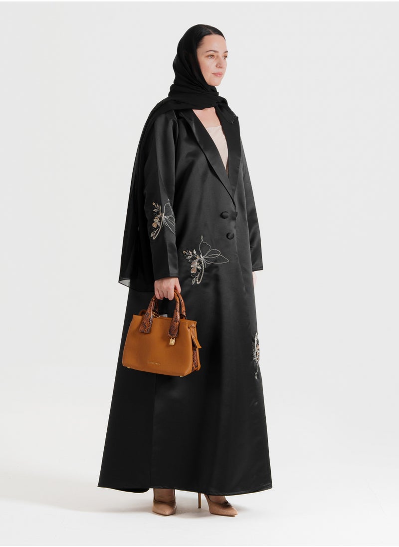 Blazer Abaya With Butterfly Elegant Embroidery With Buttons Style