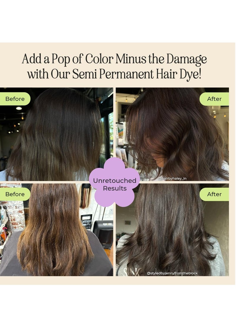 INH Semi Permanent Hair Color | Color Depositing Conditioner | Dark Brown Hair Dye | No Bleach & No Peroxide Temporary Brown Obsidian Tint | Vegan, Ammonia Free, & Sulfate Free | Ready to Use, 6oz