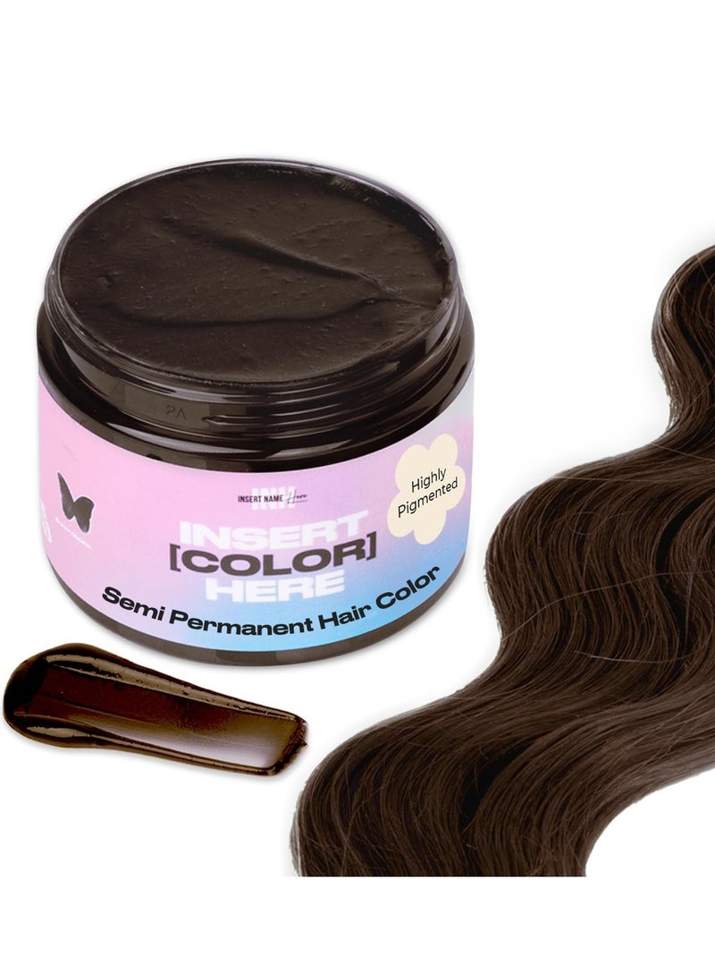 INH Semi Permanent Hair Color | Color Depositing Conditioner | Dark Brown Hair Dye | No Bleach & No Peroxide Temporary Brown Obsidian Tint | Vegan, Ammonia Free, & Sulfate Free | Ready to Use, 6oz