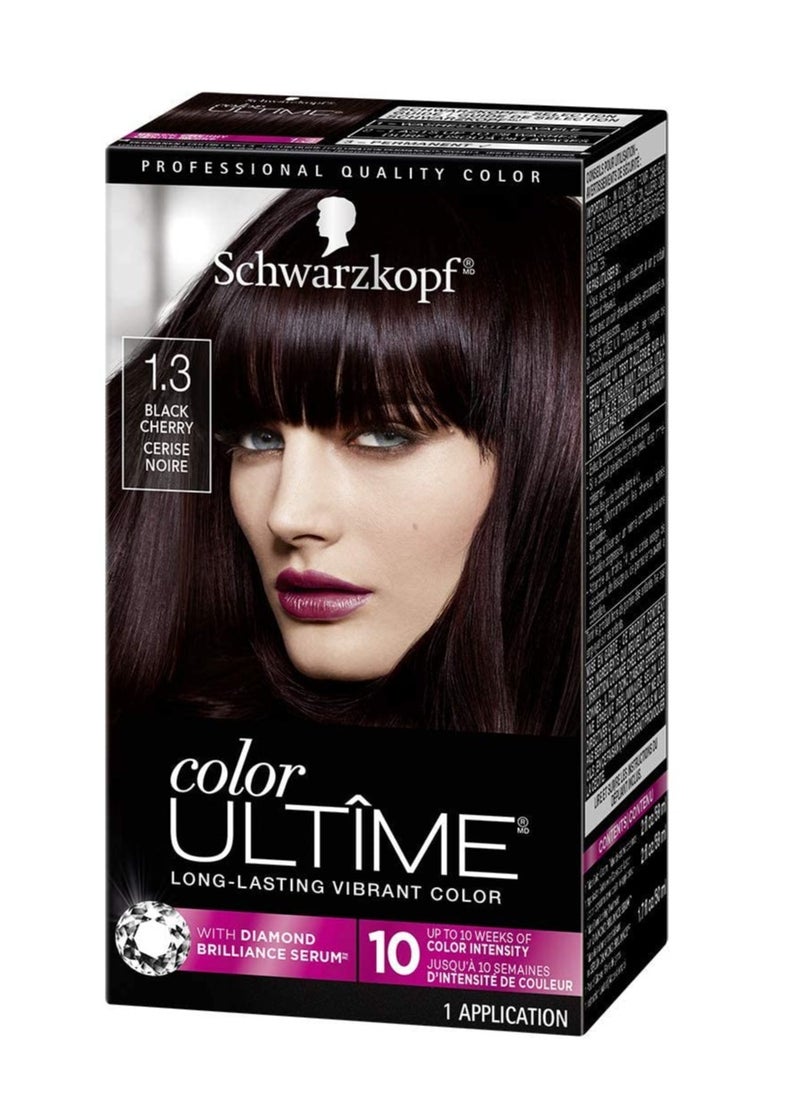 Schwarzkopf Color Ultime Hair Color, 1.3 Black Cherry, 1 Application - Permanent Black Hair Dye for Vivid Color Intensity and Fade-Resistant Shine up to 10 Weeks