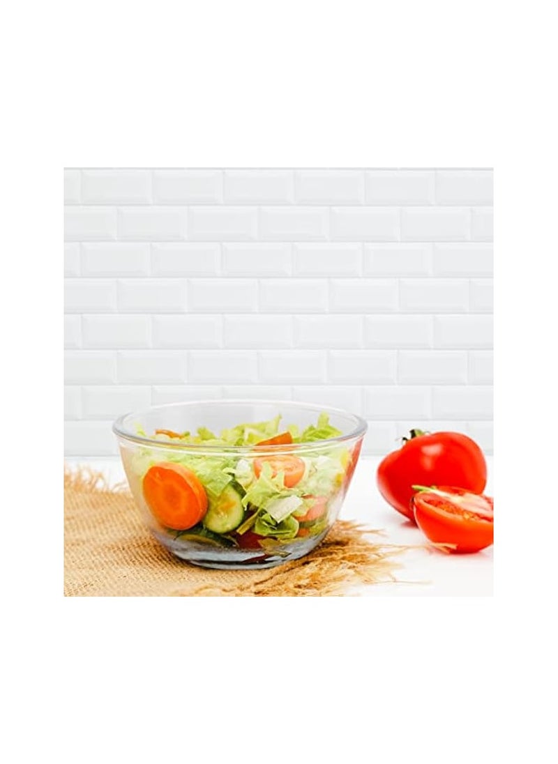 Glass Mixing Bowl RF11231, 500ML Transparent Mixing and Serving Bowl Suitable for Snacks, Salads, Noodles, Cereals Microwave and Freezer Friendly