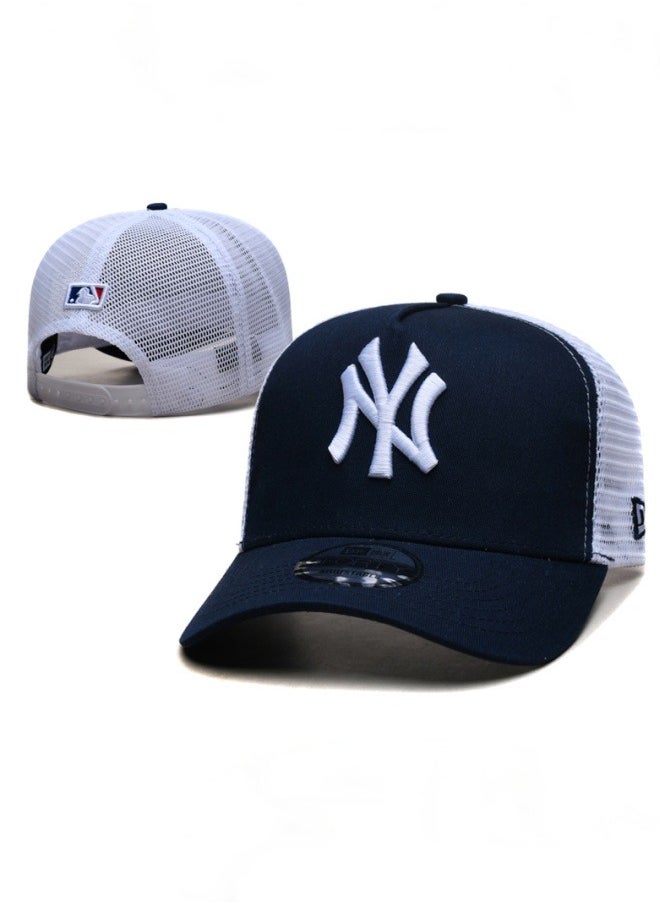 New Era MLB New York Yankees sun hat, mesh cap, outdoor men's and women's sports ducktongue blue and white