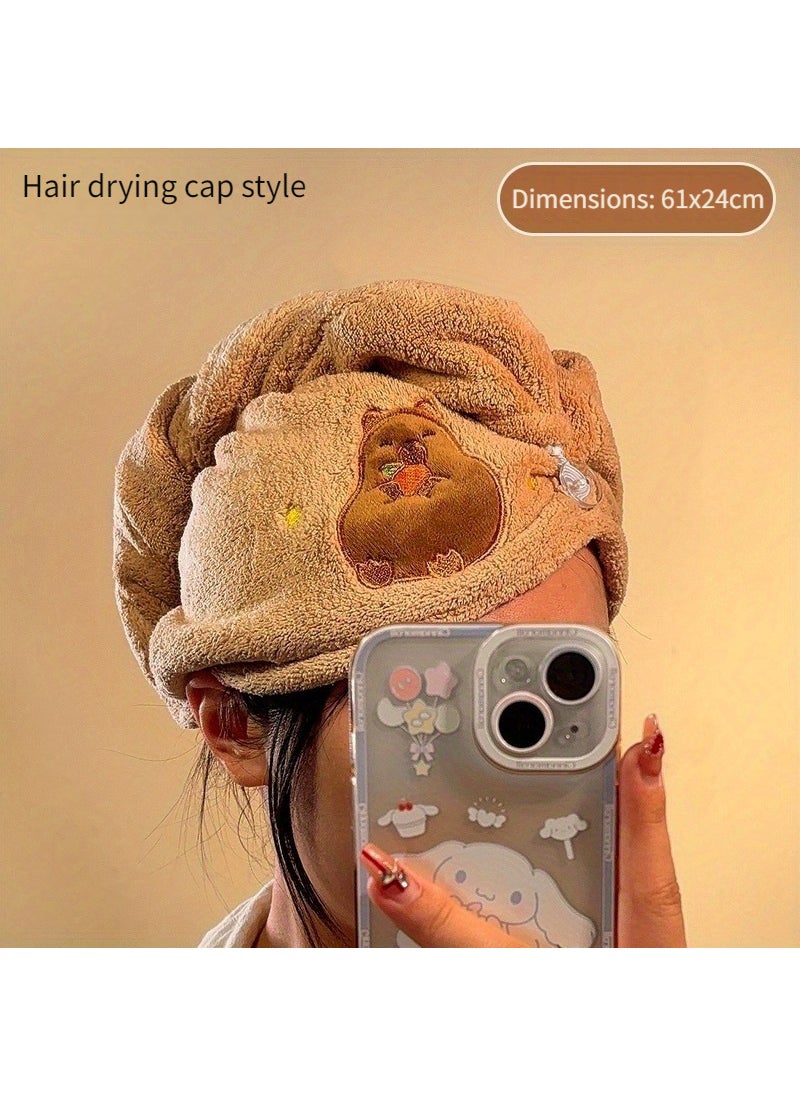 Cute Capibara Dry Hair Cap Super Absorbent Quick-dry TowelCapibala brown Capibala brown