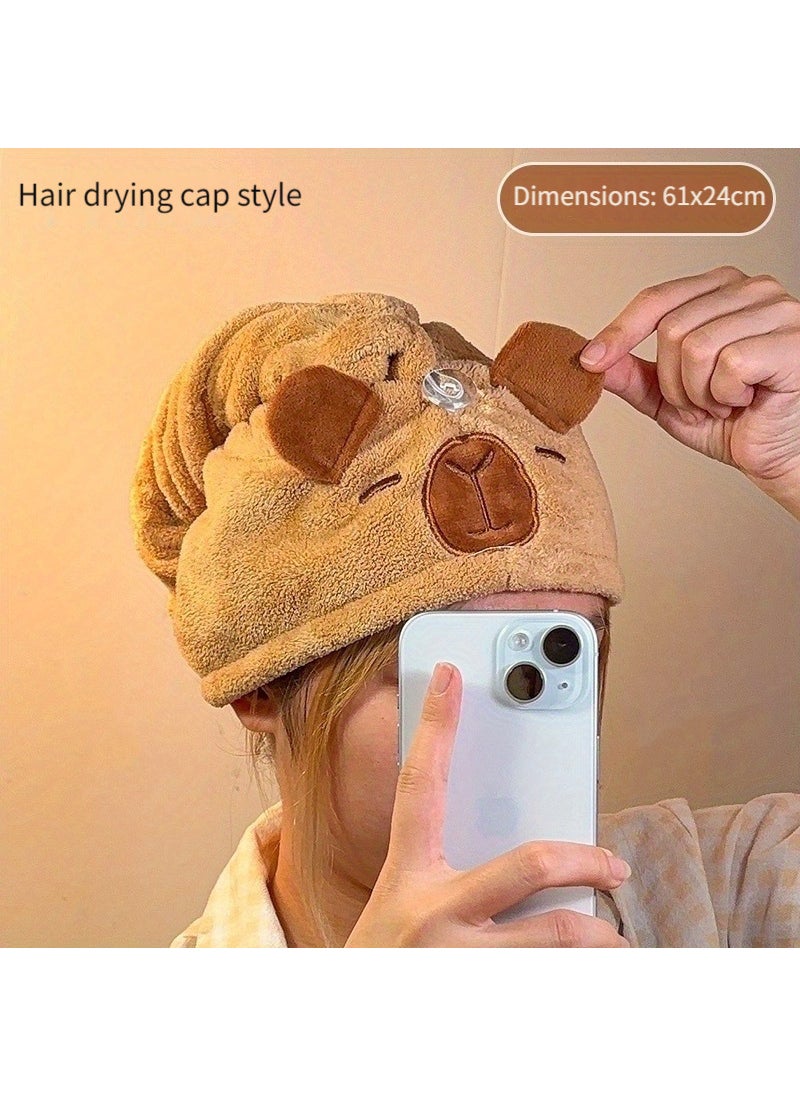 Cute Capibara Dry Hair Cap Super Absorbent Quick-dry TowelCapibala three-dimensional ears Capibala three-dimensional ears