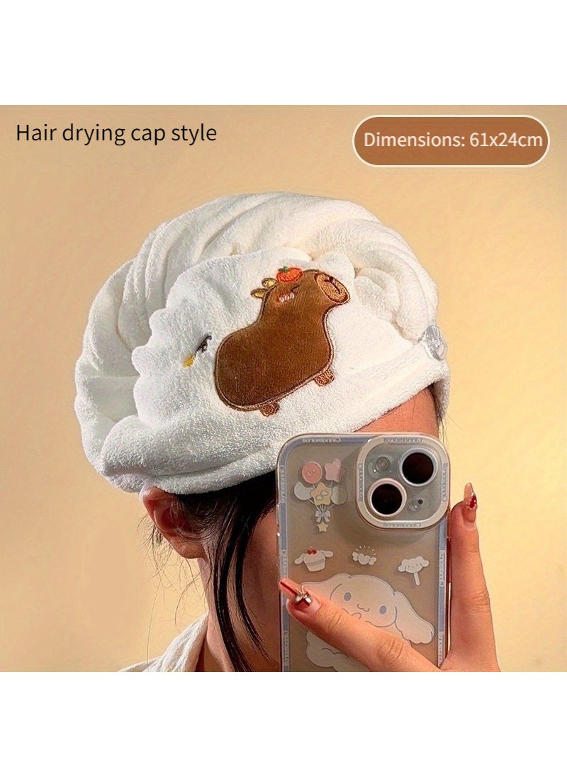 Cute Capibara Dry Hair Cap Super Absorbent Quick-dry TowelCapibala white Capibala white