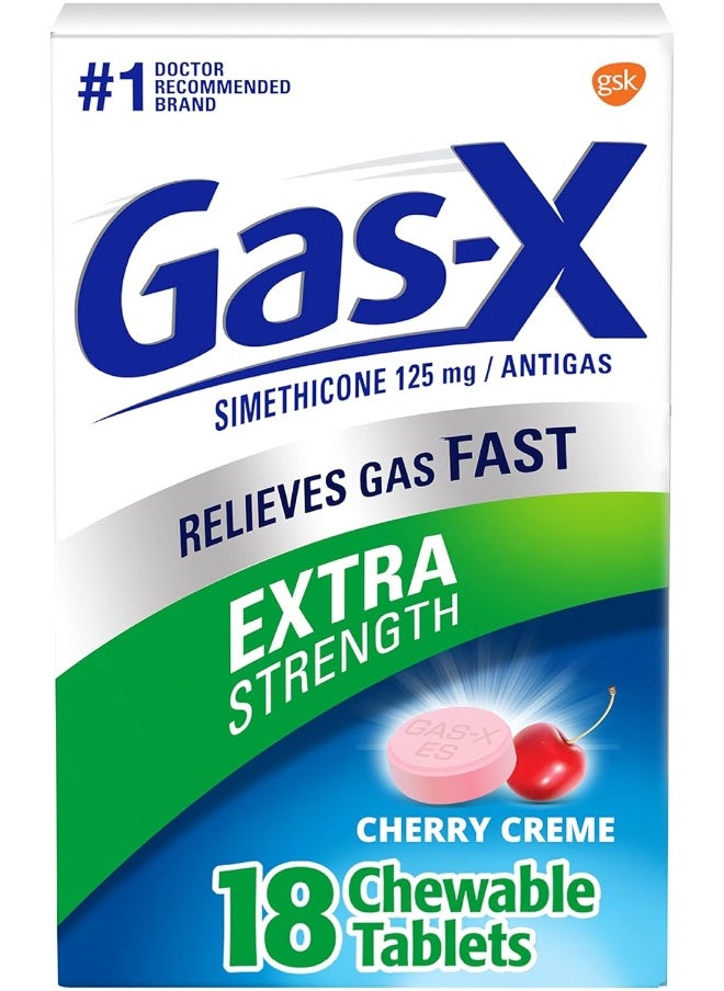 Extra Strength Chewable Gas Relief Tablets With Simethicone 125 Mg Cherry 18 Count