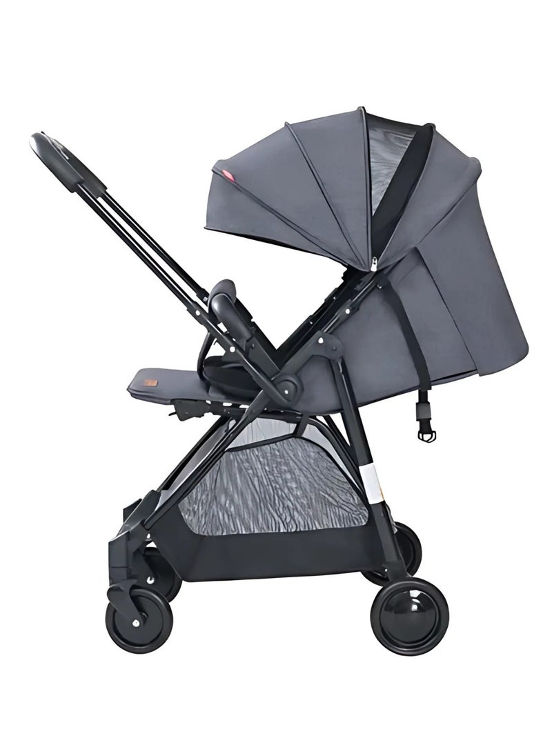 Reversible Handle Travel System Luxury Lightweight Baby Stroller (Grey)