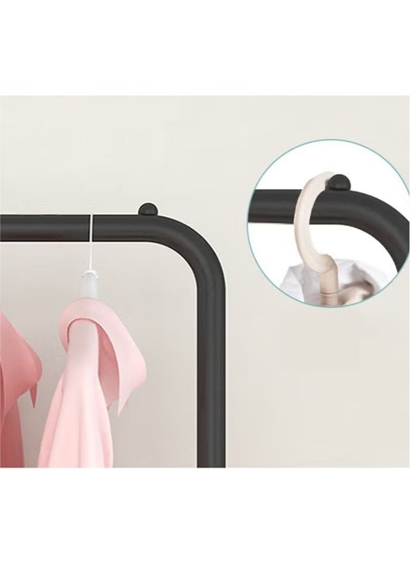 Single-pole coat rack with two-layer base, can dry clothes, store shoes, hang bags and hats, black shelf