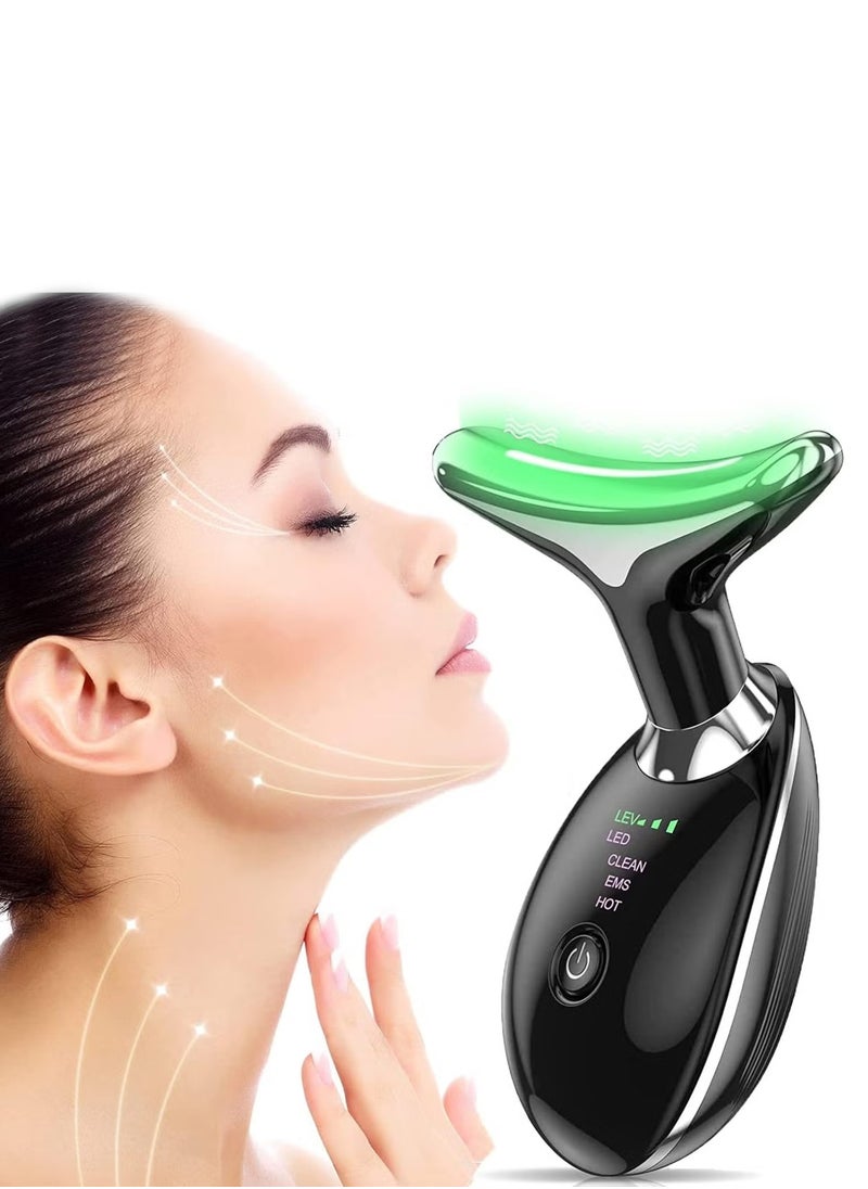 Electric Facial Neck Lifting EMS Thermal Therapy Face Shape Firming Massager Skin Tightening Wrinkle Removal Anti Aging Machine High Frequency Sonic Vibration LED Photon Beauty Device