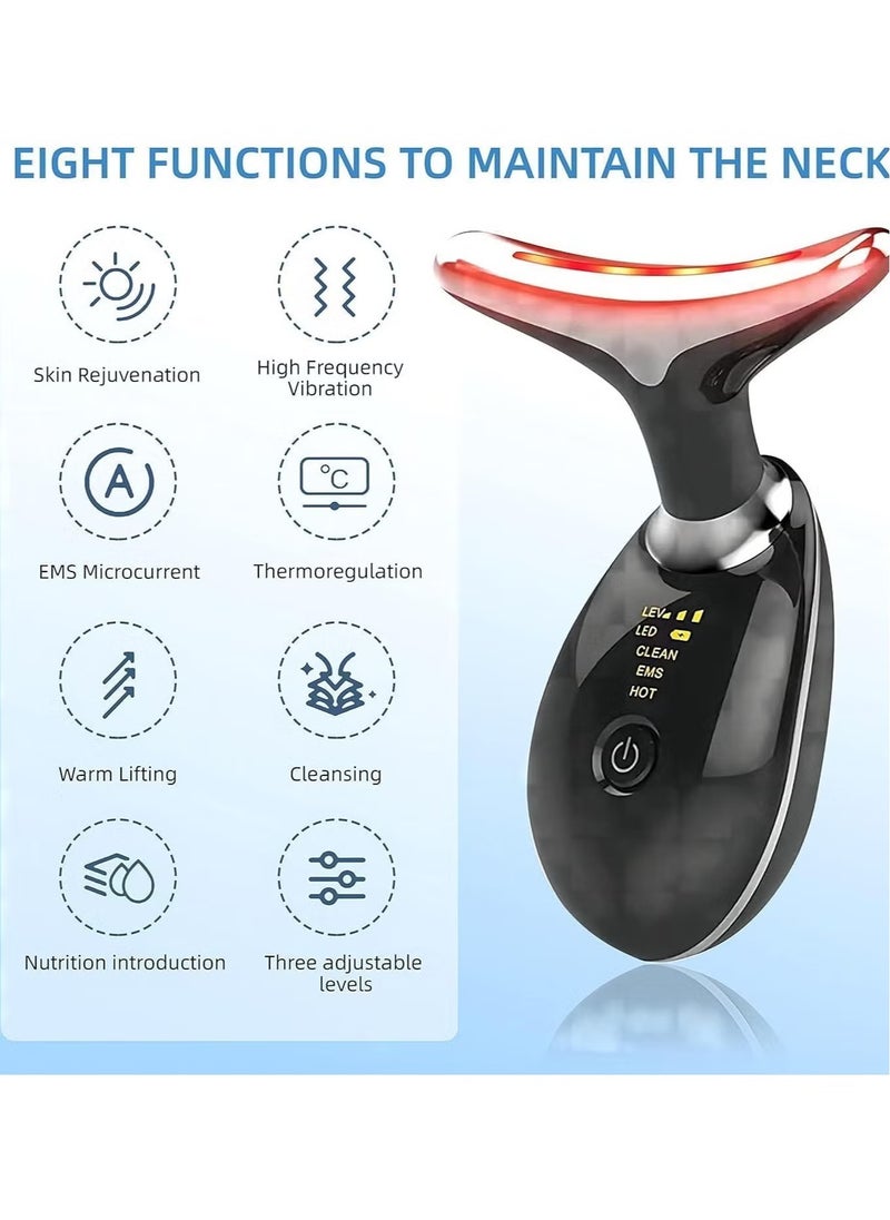 Electric Facial Neck Lifting EMS Thermal Therapy Face Shape Firming Massager Skin Tightening Wrinkle Removal Anti Aging Machine High Frequency Sonic Vibration LED Photon Beauty Device