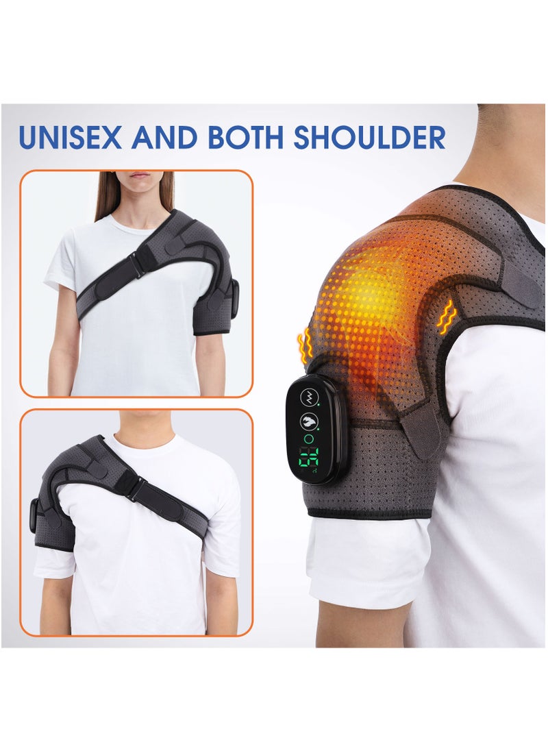 Electric Heating Shoulder Brace, LED Display, Vibration Shoulder Massage Support Belt Strap, For Arthritis Joint Injury Pain Relief