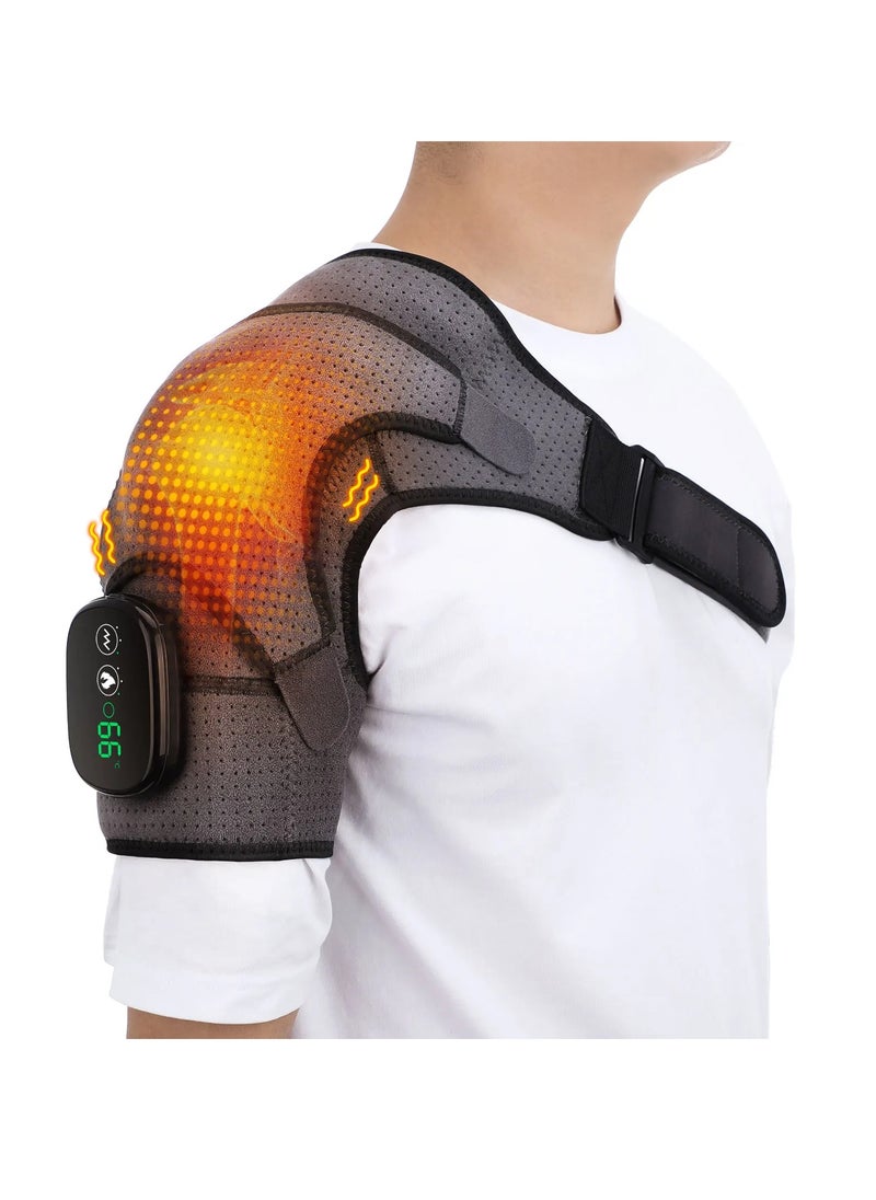 Electric Heating Shoulder Brace, LED Display, Vibration Shoulder Massage Support Belt Strap, For Arthritis Joint Injury Pain Relief