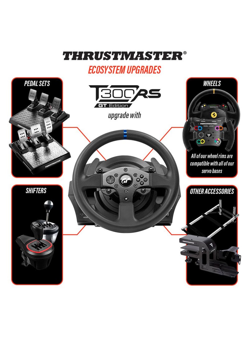 Thrustmaster T300RS GT, Racing Wheel and 3 Pedals, PS4 and PC, REALSIMULATOR Force Feedback, Brushless Motor, Dual-Belt System, Magnetic Technology, Interchangeable Wheel, works with PS5 Games