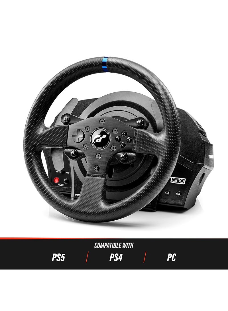 Thrustmaster T300RS GT, Racing Wheel and 3 Pedals, PS4 and PC, REALSIMULATOR Force Feedback, Brushless Motor, Dual-Belt System, Magnetic Technology, Interchangeable Wheel, works with PS5 Games