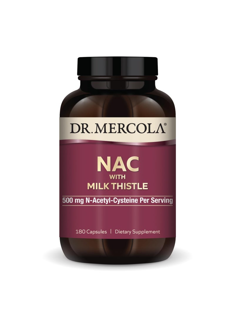 NAC with Milk Thistle, 500 mg N-Acetyl-Cysteine Per Serving, Dietary Supplement, 180 Capsules