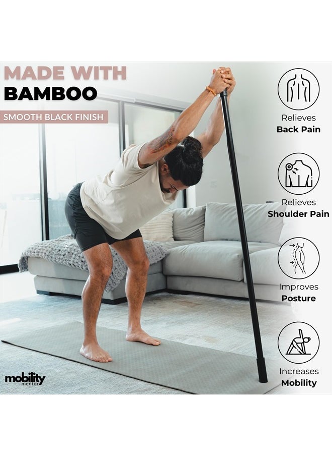 Yoga Stick - Mobility Stick - Large Bamboo Exercise Stick for Stretching - Workout Stick - Posture Corrector Stick Mobility - Yoga Bar - Stretch Stick for Fitness - Physical Therapy