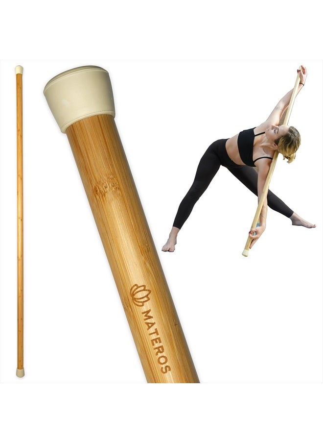 Yoga Stick- 5ft Natural Bamboo Stretching Stick- Premium Yoga Dowel- Physical Therapy Aide, Posture Corrector, Balance Support Stick, Mobility, Stretching/Flexibility/Exercise Stick