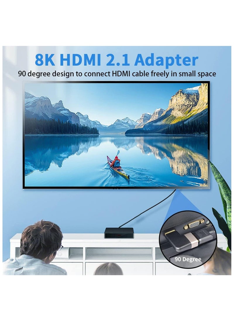 2 Pack HDMI Adapter, HDMI Male to Female Adapter, 90 Degree Left and Right Angle HDMI Adapter Extender Connector,Support 8K@60Hz, 4K@120Hz, Suitable for HDTV Switch Laptop