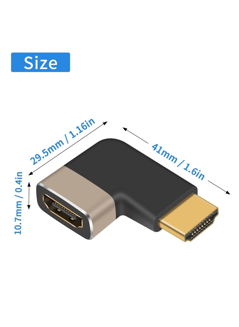 2 Pack HDMI Adapter, HDMI Male to Female Adapter, 90 Degree Left and Right Angle HDMI Adapter Extender Connector,Support 8K@60Hz, 4K@120Hz, Suitable for HDTV Switch Laptop