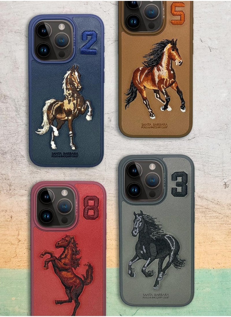 Polo Series Boris of Horse Embroidery Designed Shockproof Protective Magsafe Phone Case Compatible with iPhone 16 Pro - Dark Grey