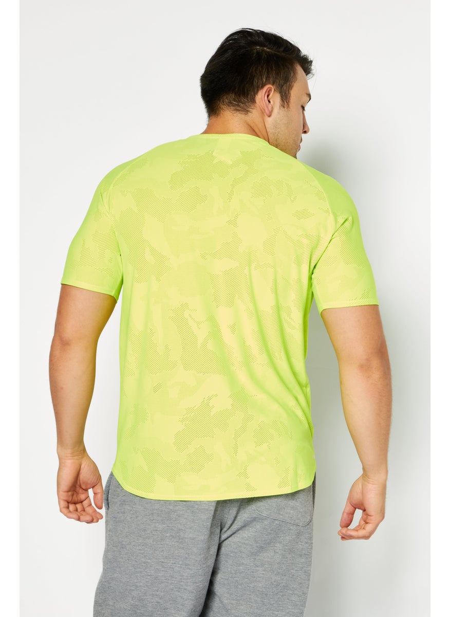 Men Sportswear Fit Running T-Shirt, Lime Green