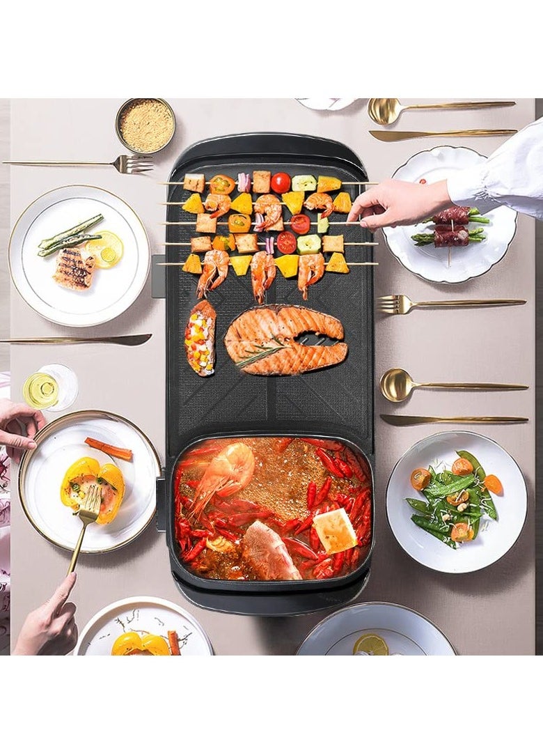 2-in-1 Electric Hot Pot and Grill – Indoor Non-Stick Griddle for Korean BBQ, Steaks, and Shabu-Shabu