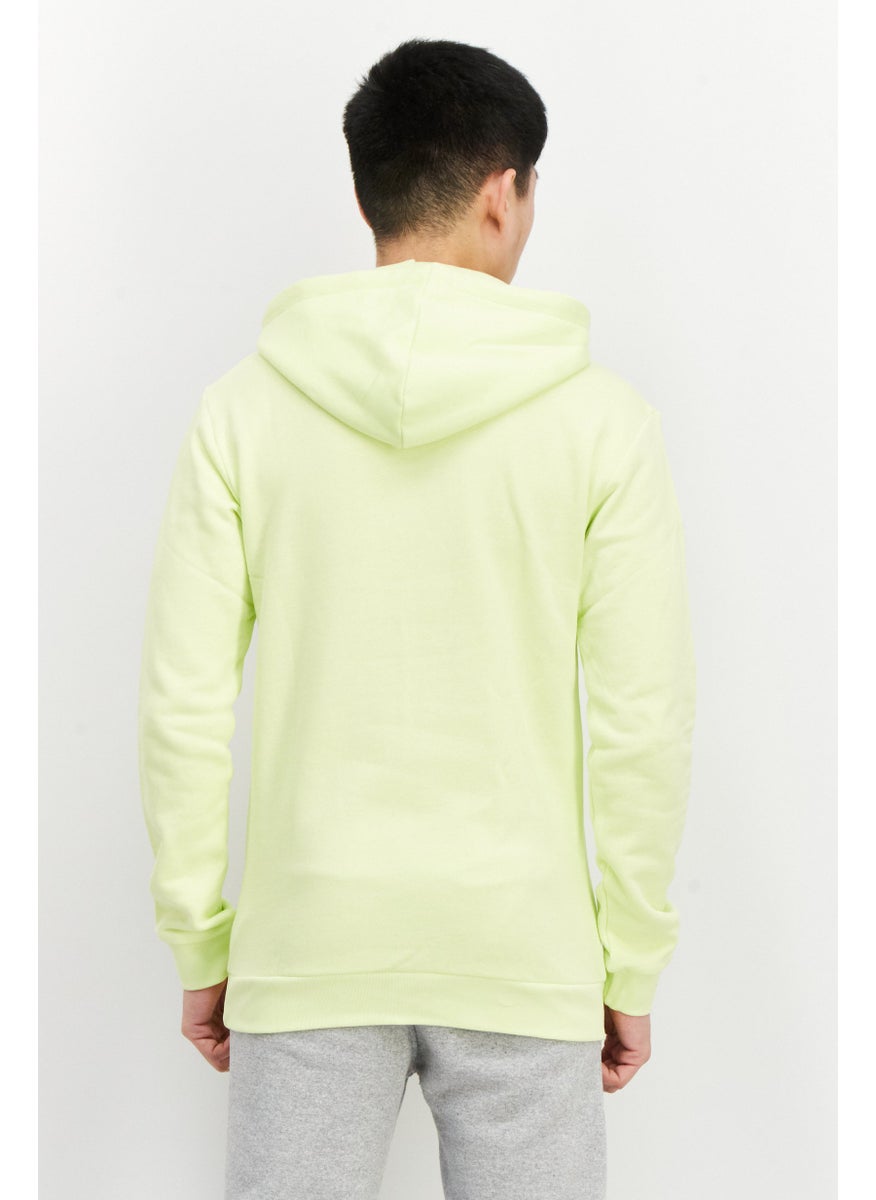 Men Sportswear Fit Hooded Long Sleeve Sweatshirt, Neon Yellow