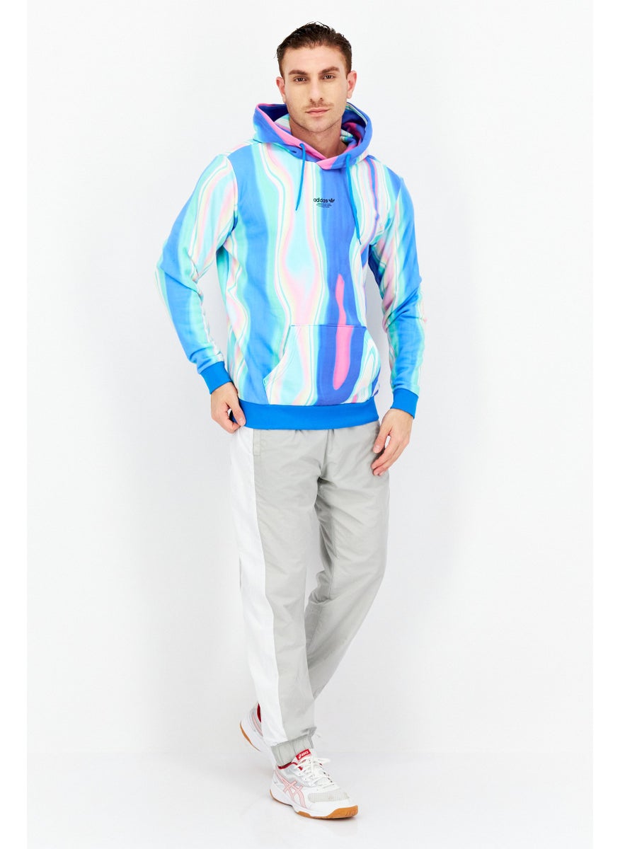 Men Sportswear Fit Long Sleeve Outdoor Sweatshirt, Blue Combo