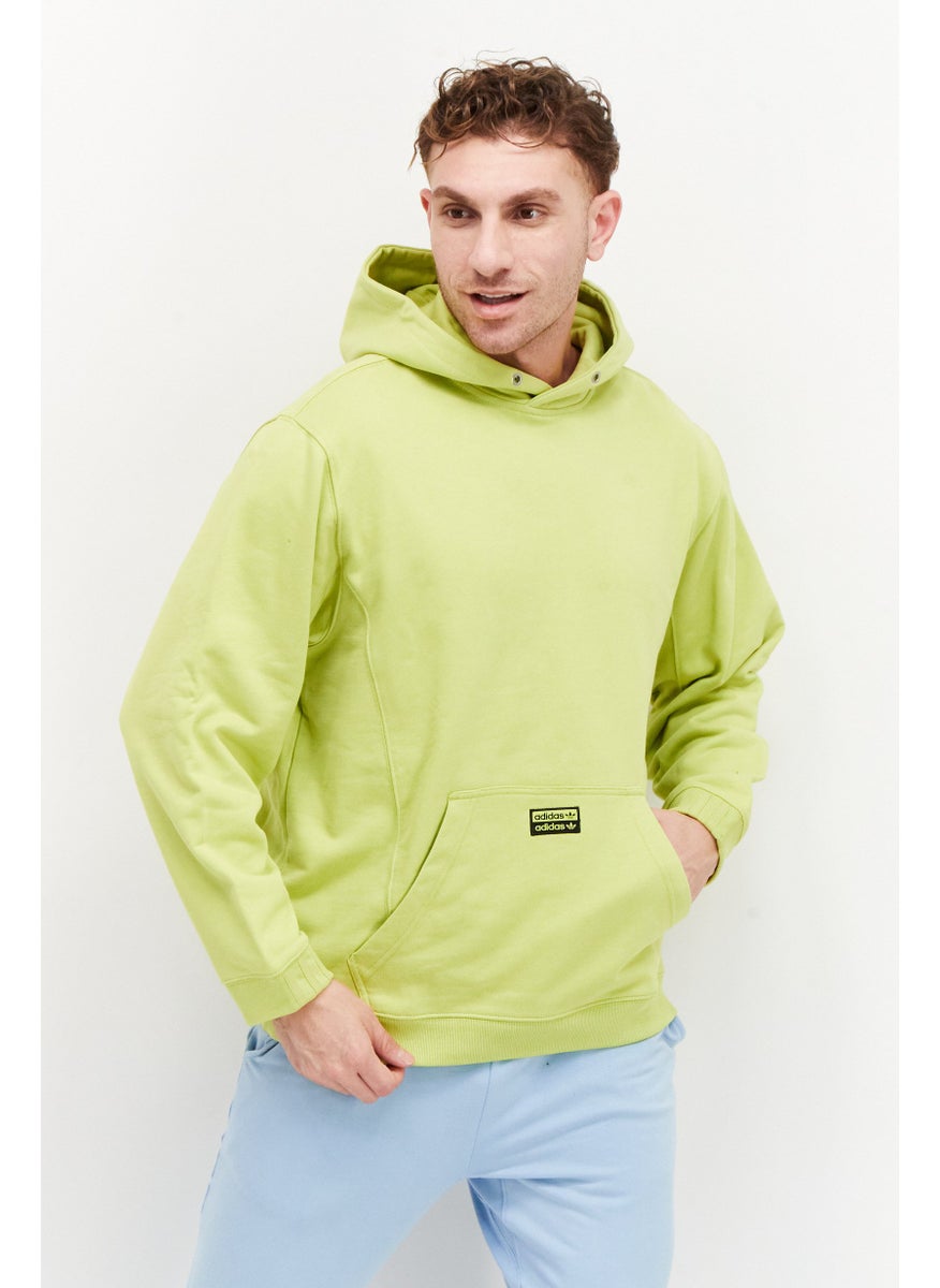 Men Sportswear Fit Brand Logo Training Hoodie, Lime Green