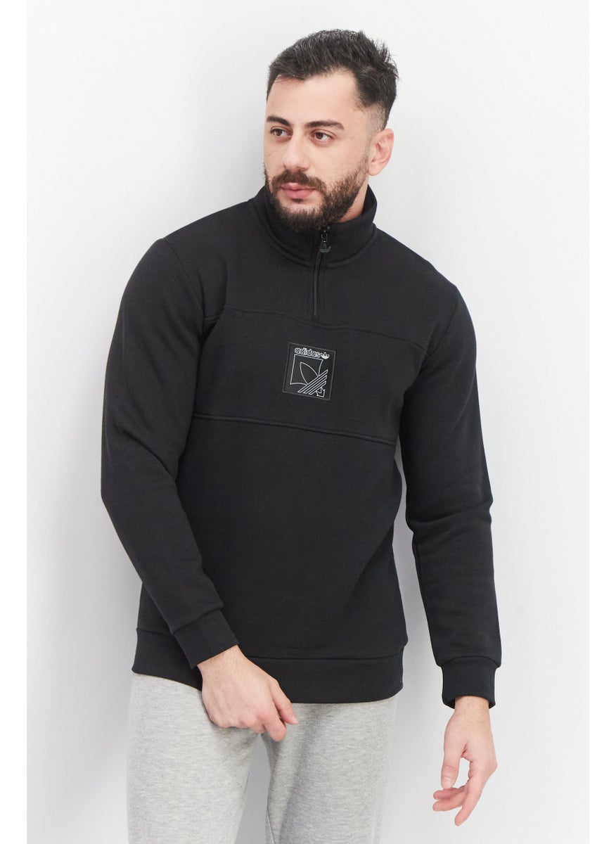 Men Sportswear Fit Brand Logo Sweatshirt, Black