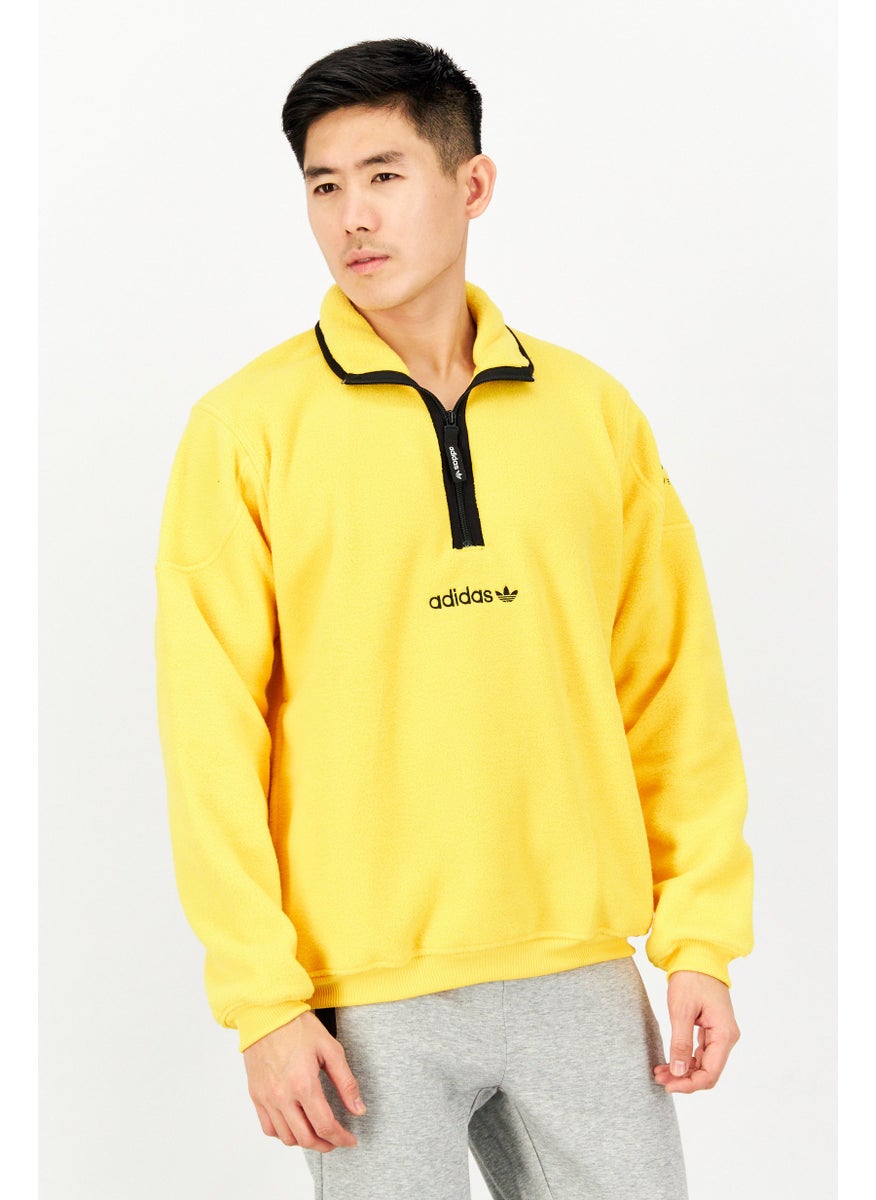 Men Sportswear Fit Fleece Sweatshirt, Black/Yellow