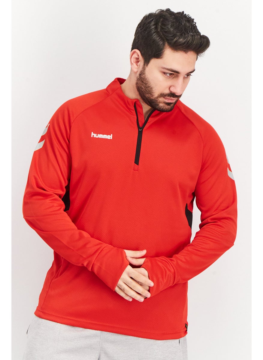 Men Sportswear Fit Long Sleeve Training Sweatshirts, Red Combo