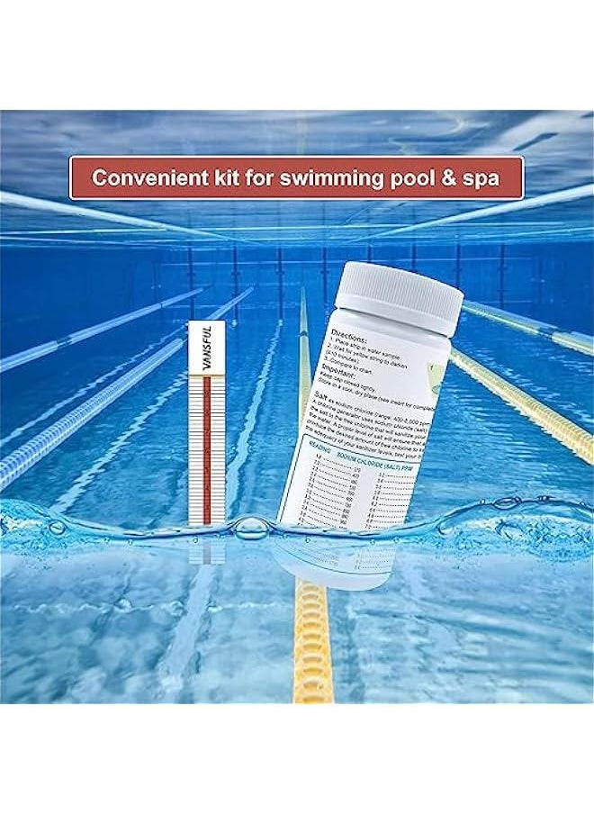 2023 Pool & Spa Test Strips | 10 Salt Test Strips for Hot Tub Spa, Pool Water Testing Kit, Hot Tub Test Strips & Pool Water Testing Strips for PH Chlorine Bromine Hardness Alkalinity Cyanuric Acid