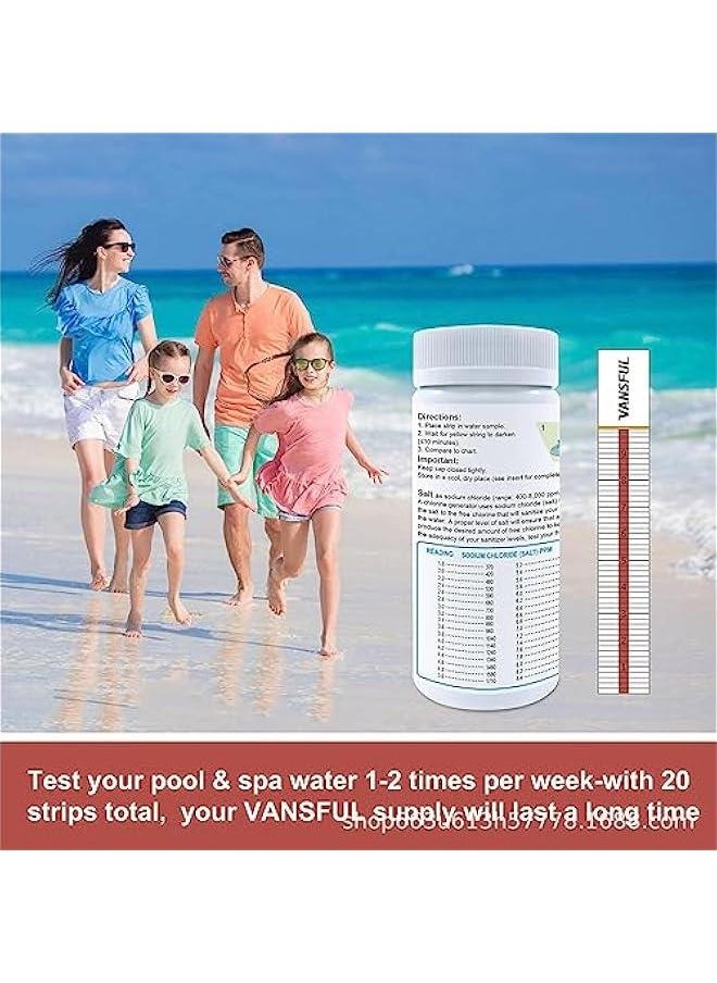 2023 Pool & Spa Test Strips | 10 Salt Test Strips for Hot Tub Spa, Pool Water Testing Kit, Hot Tub Test Strips & Pool Water Testing Strips for PH Chlorine Bromine Hardness Alkalinity Cyanuric Acid