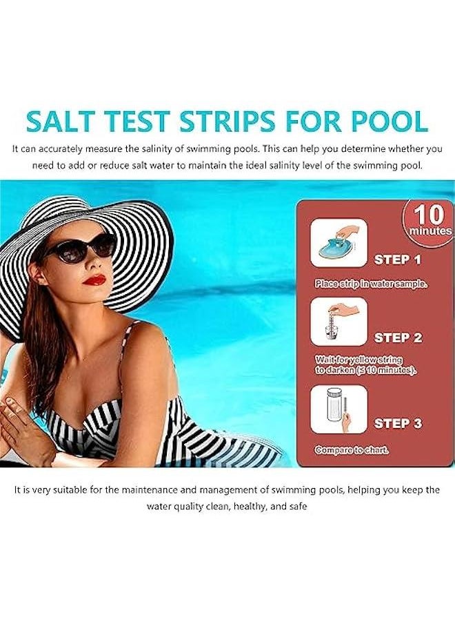 2023 Pool & Spa Test Strips | 10 Salt Test Strips for Hot Tub Spa, Pool Water Testing Kit, Hot Tub Test Strips & Pool Water Testing Strips for PH Chlorine Bromine Hardness Alkalinity Cyanuric Acid