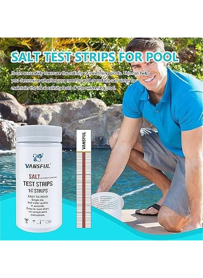 2023 Pool & Spa Test Strips | 10 Salt Test Strips for Hot Tub Spa, Pool Water Testing Kit, Hot Tub Test Strips & Pool Water Testing Strips for PH Chlorine Bromine Hardness Alkalinity Cyanuric Acid