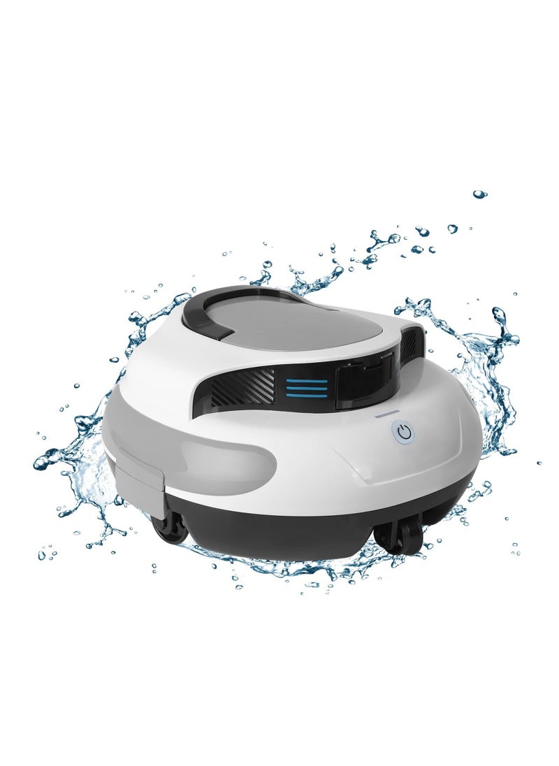 Robot Pool Cleaner, Cordless Pool Automatic Vacuum, 100Mins Pool Vacuum for Above Ground Pool,15KPa Powerful Suction, Water Sensor, Self-Parking, Pool Cleaner Robot For Flat Bottom Pools Up To 48Ft