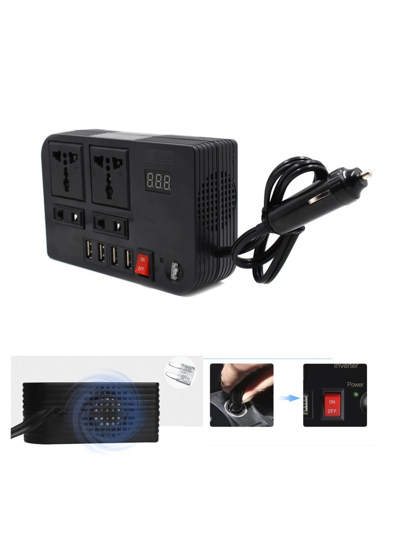 300W Car Power Inverter With 4 USB Socket Auto Charger Converter