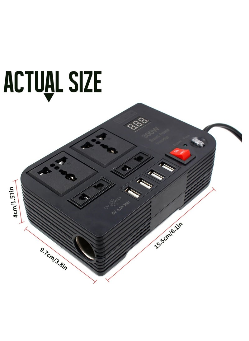 300W Car Power Inverter With 4 USB Socket Auto Charger Converter