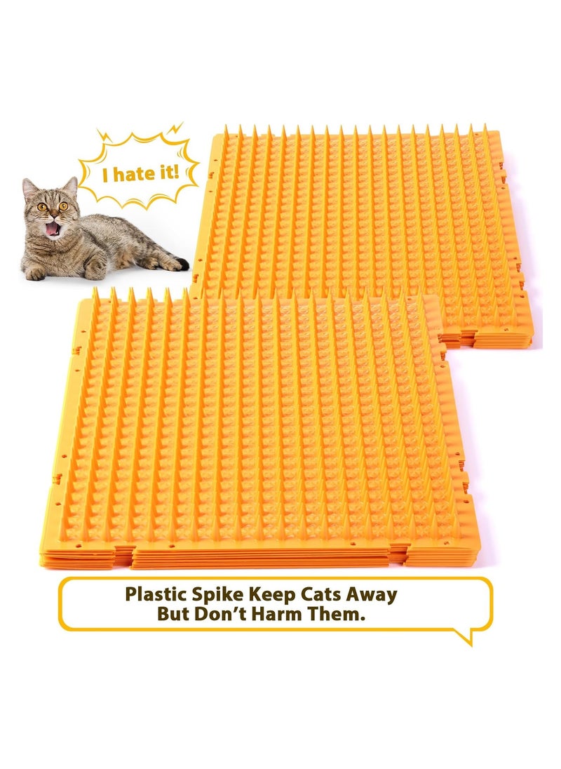 Cat Repellent Outdoor Mat, 16 Pack Cats Dogs Plastic Mats with Spikes, Bendable Spiked Deterrent Training PET Mat, Cat Repellent Mats for Indoor Outdoor Supplies, 18.3 Square Feet, 16 x 13 Inch