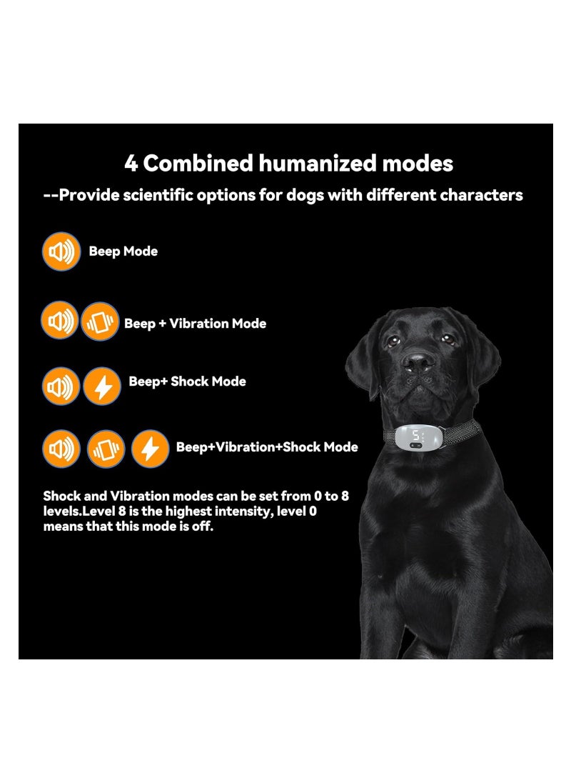 Dog Bark Collar, Automatic Anti Barking Collar with 8 Adjustable Sensitivity, Smart Collar, Effective 0-8 Levels of Vibration Shock Beep Modes, for Medium Large Dogs, Waterproof and Rechargeable