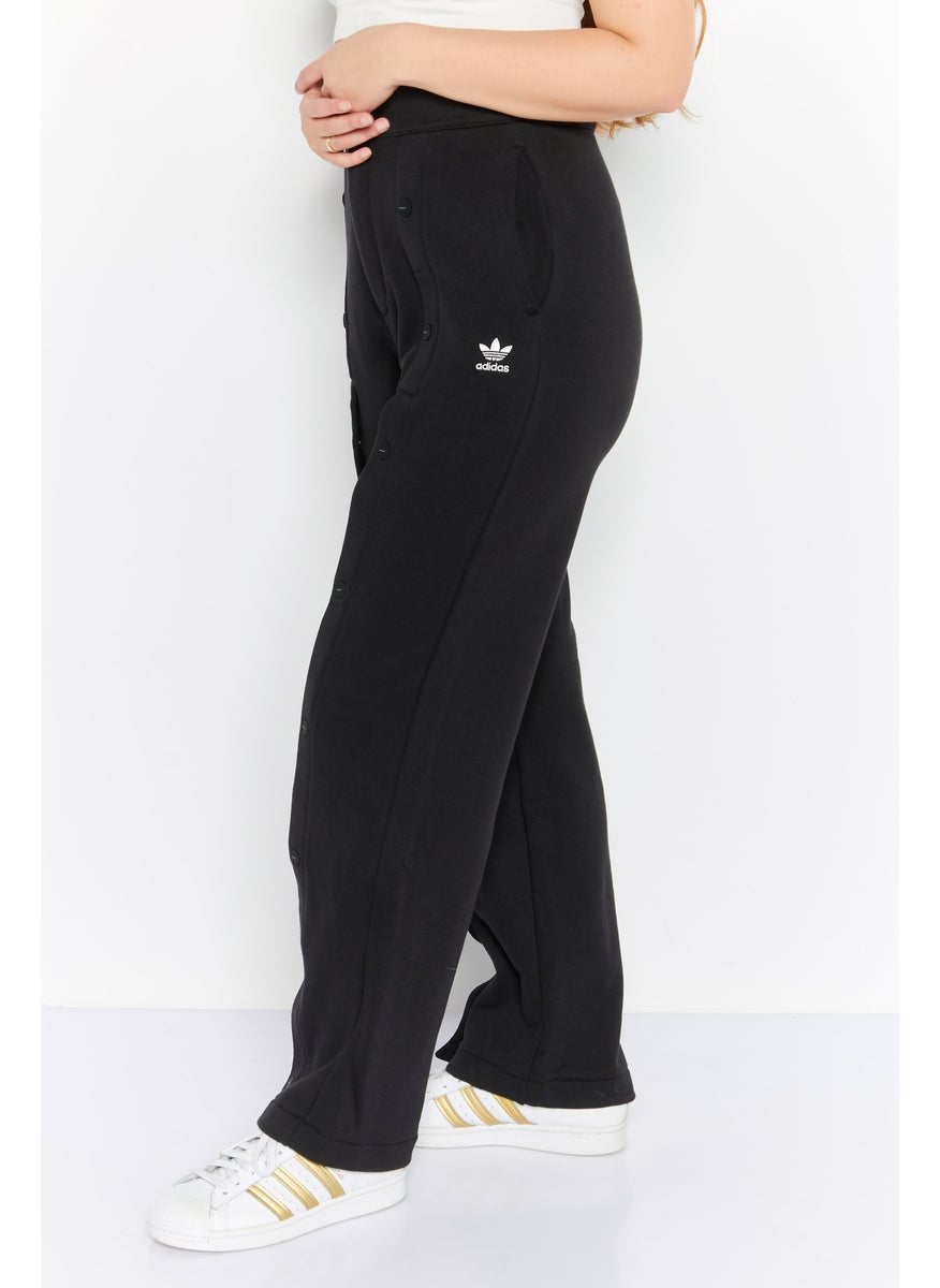 Women Sportswear Fit Embroidered Logo Outdoor Track Pants, Black