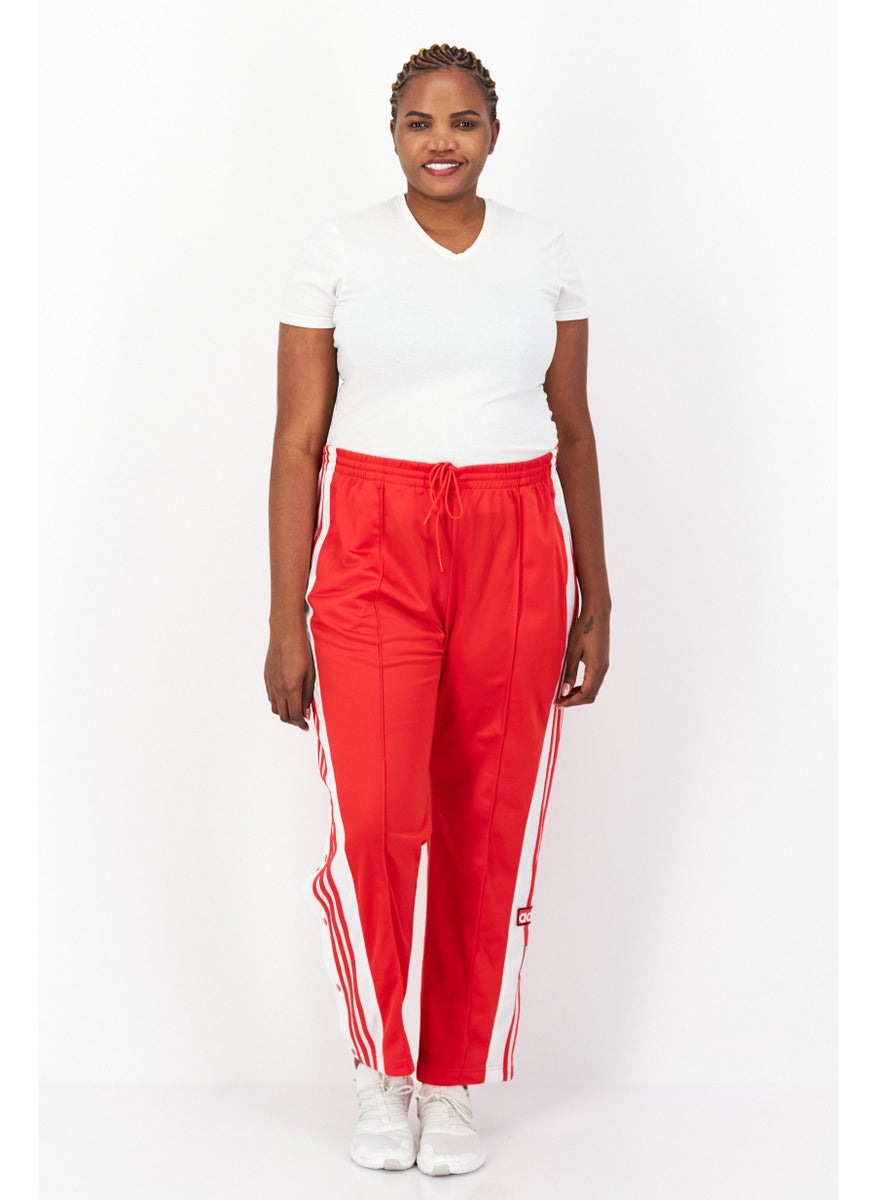 Women Plus Size Running Sweatpants, Red/White