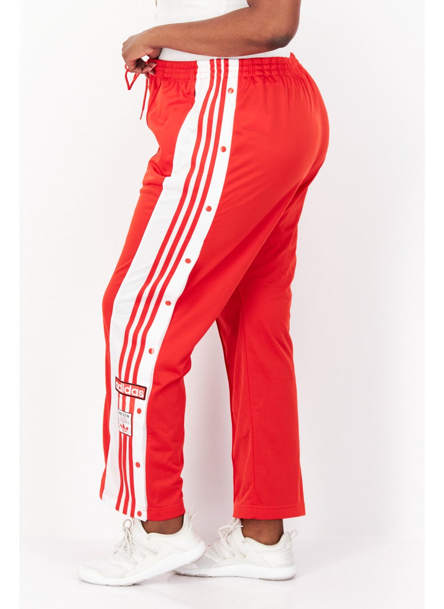 Women Plus Size Running Sweatpants, Red/White